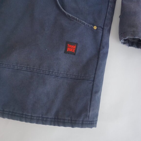Vtg Tough Duck Navy Detroit Style Canvas Quilt Lined Corduroy Collar Jacket XL - Picture 5 of 13